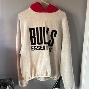 Gray and Red Bulls Essentials Hoodie